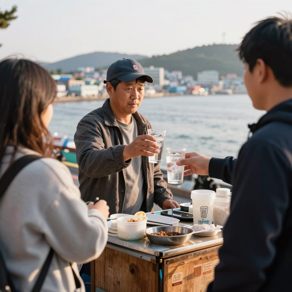 The Early Afternoon Light on Street Vendor in Busan in in Busan, South Korea