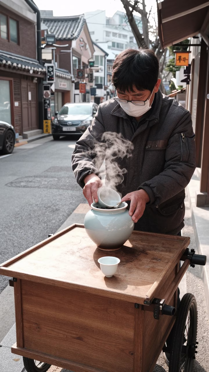 The Early Afternoon Light on Traditional Tea in Seoul in in Seoul, South Korea