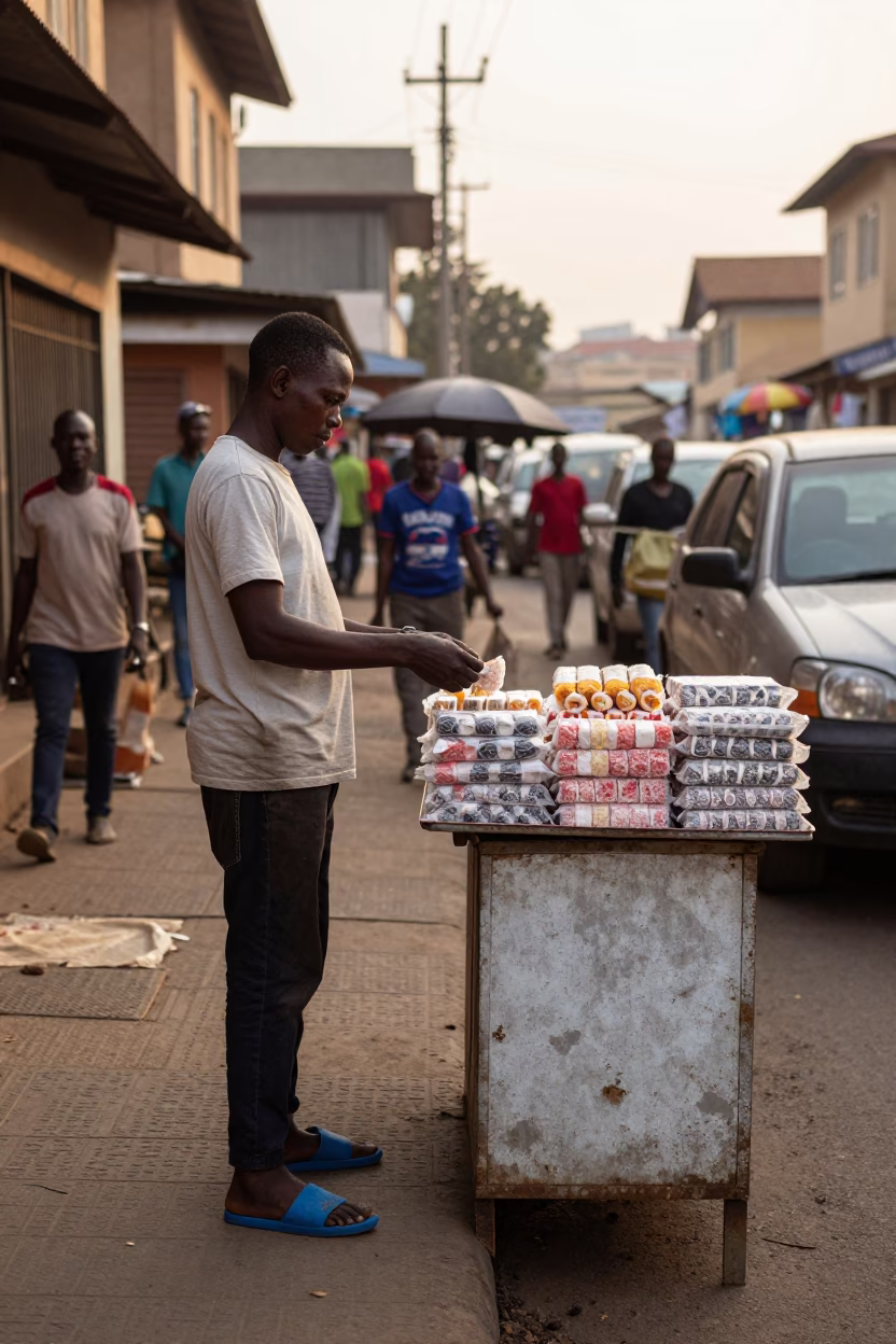 The Early Afternoon Light on Vendor Afternoon in Nairobi in in Nairobi, Kenya