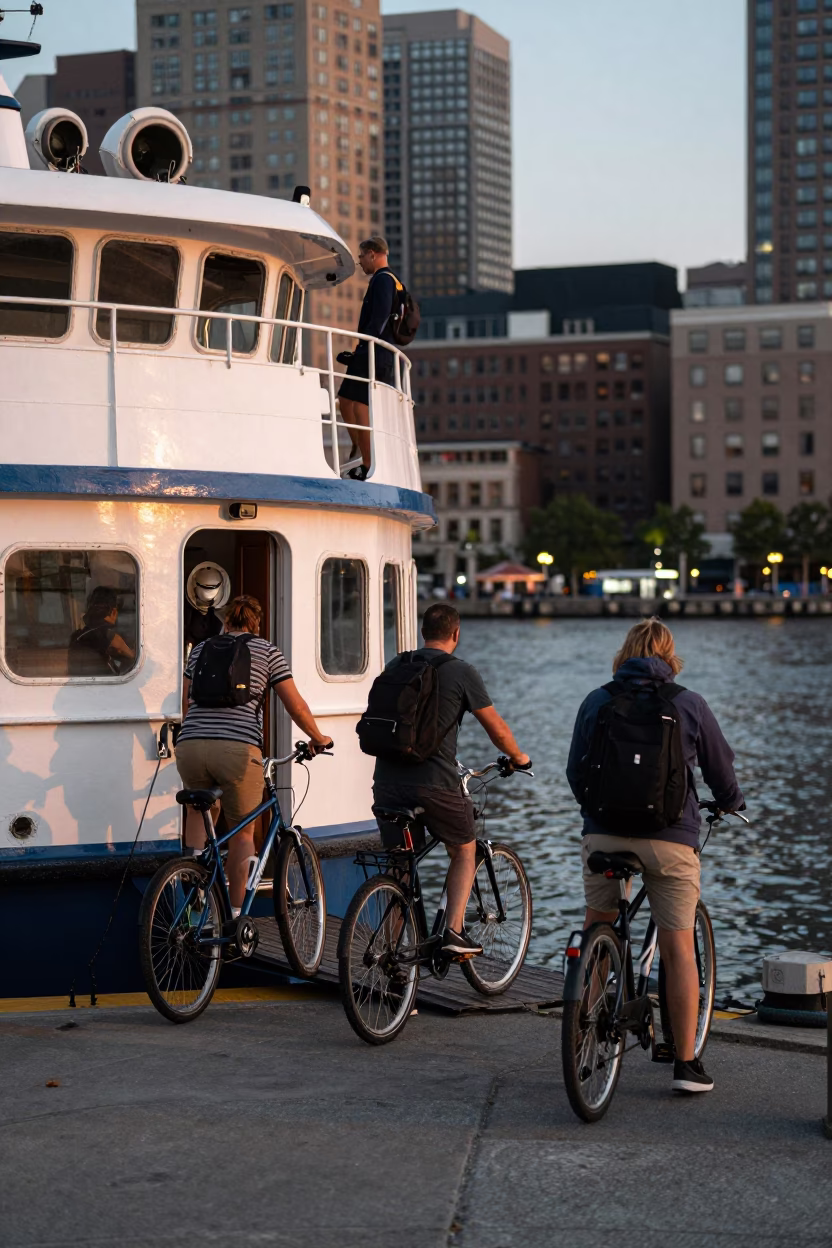 The Early Evening Light on Bicycles in Boston in in Boston, Massachusetts, United States