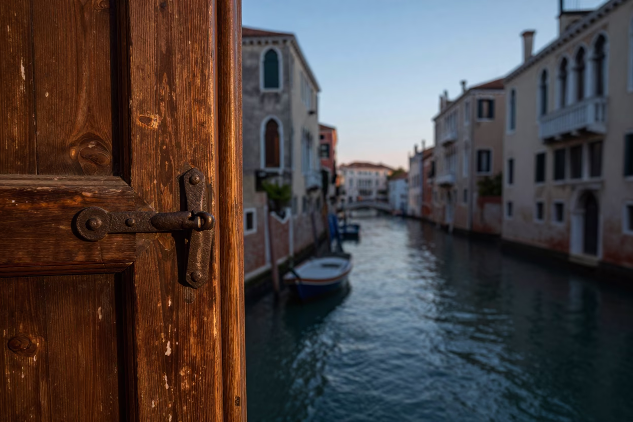 The Early Evening Light on Canal in Venice in in Venice, Italy