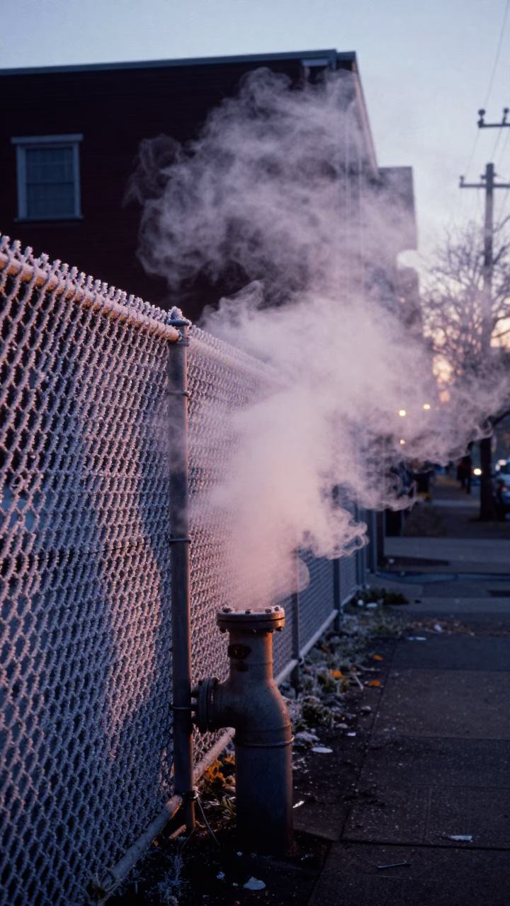 The Early Evening Light on Coated Fence in Portland in in Portland, Oregon, United States