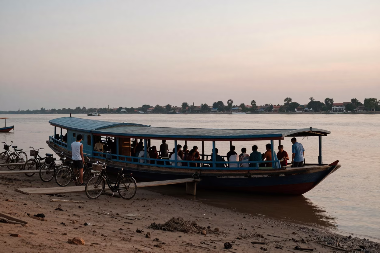 The Early Evening Light on Departure Dock in Phnom Penh in in Phnom Penh, Cambodia