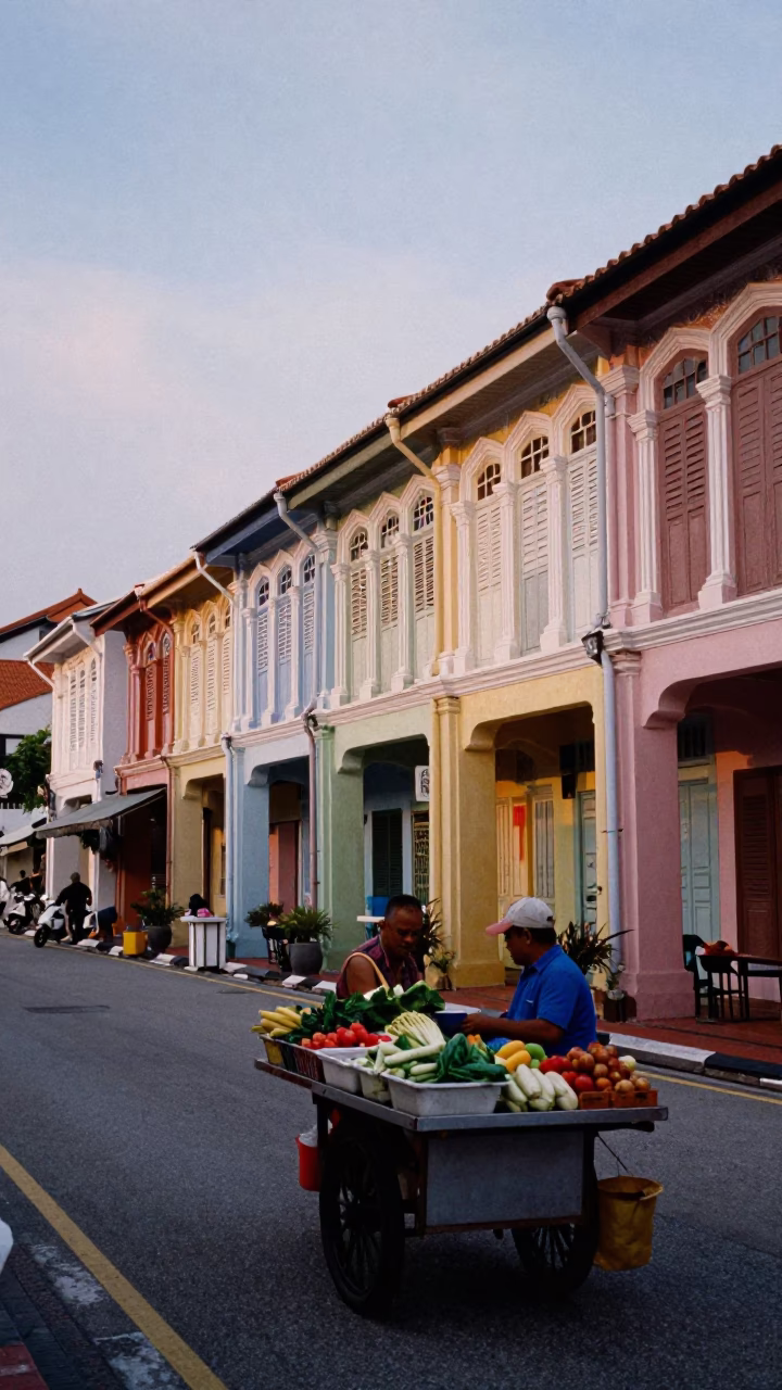 The Early Evening Light on Early Evening in George Town in in George Town, Malaysia