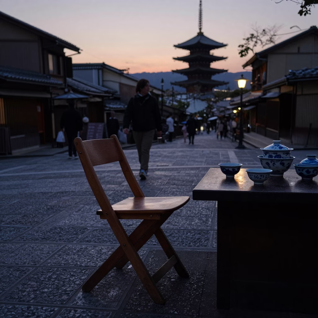 The Early Evening Light on Early Evening in Kyoto in in Kyoto, Japan