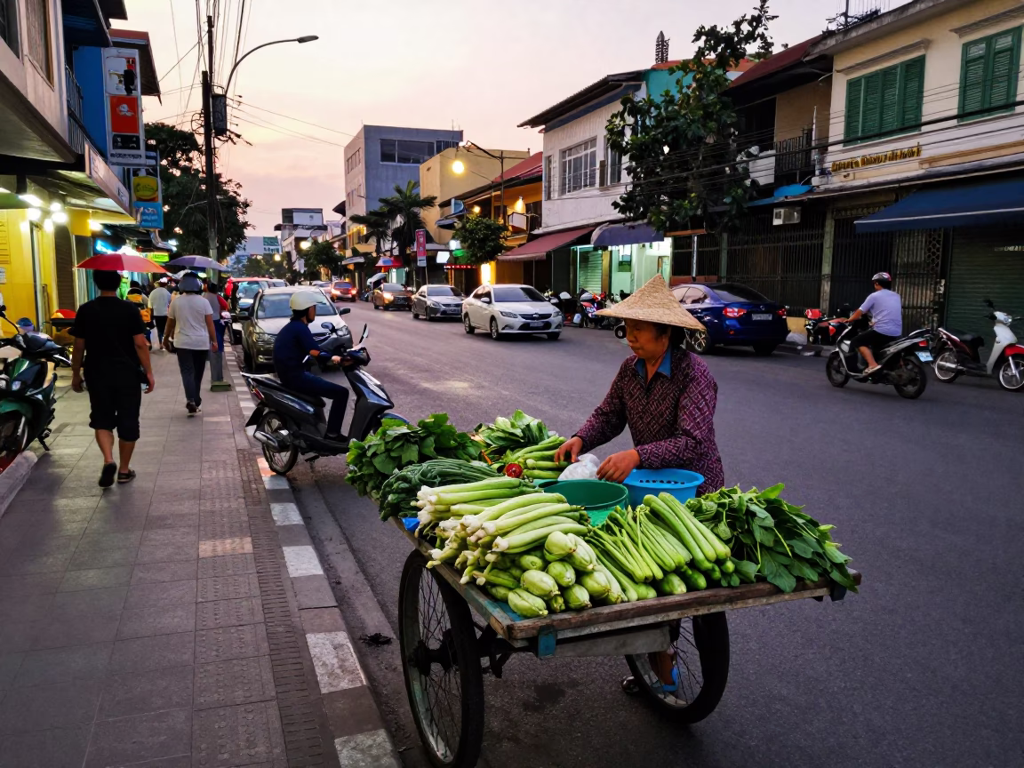 The Early Evening Light on Evening Scene in Ho Chi Minh City in in Ho Chi Minh City, Vietnam