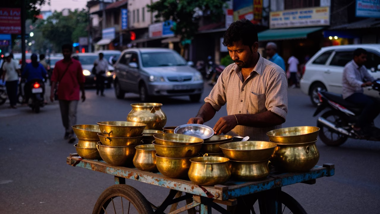 The Early Evening Light on Evening Scene in Kolkata in in Kolkata, India