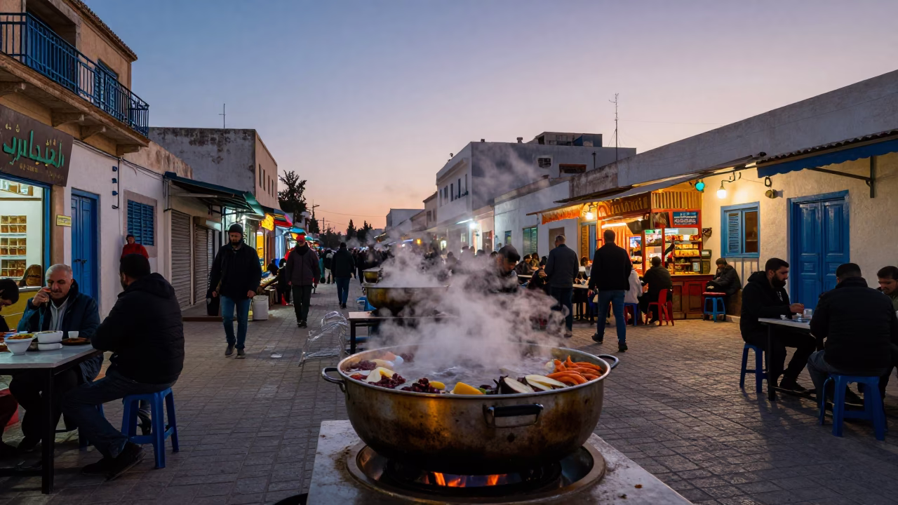 The Early Evening Light on Evening Scene in Tunis in in Tunis, Tunisia