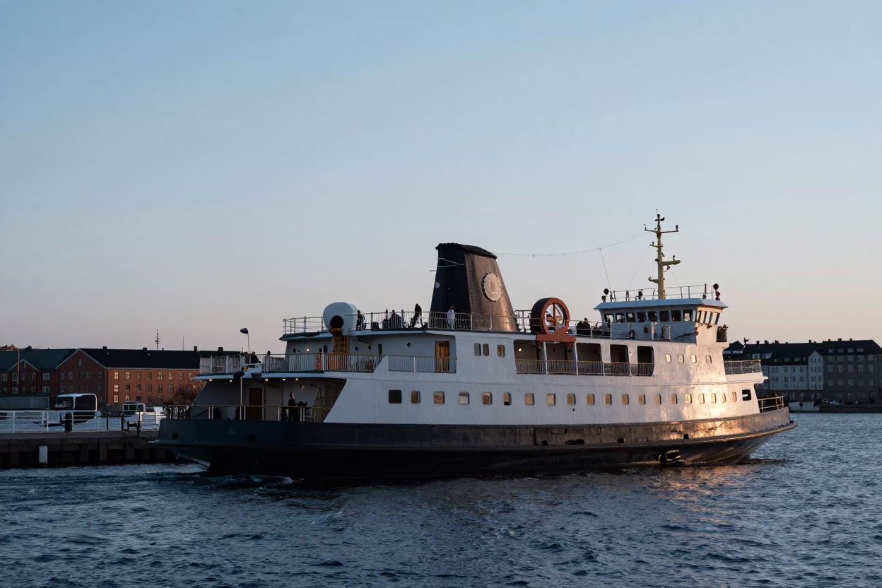 The Early Evening Light on Ferry Crossing in Copenhagen in in Copenhagen, Denmark