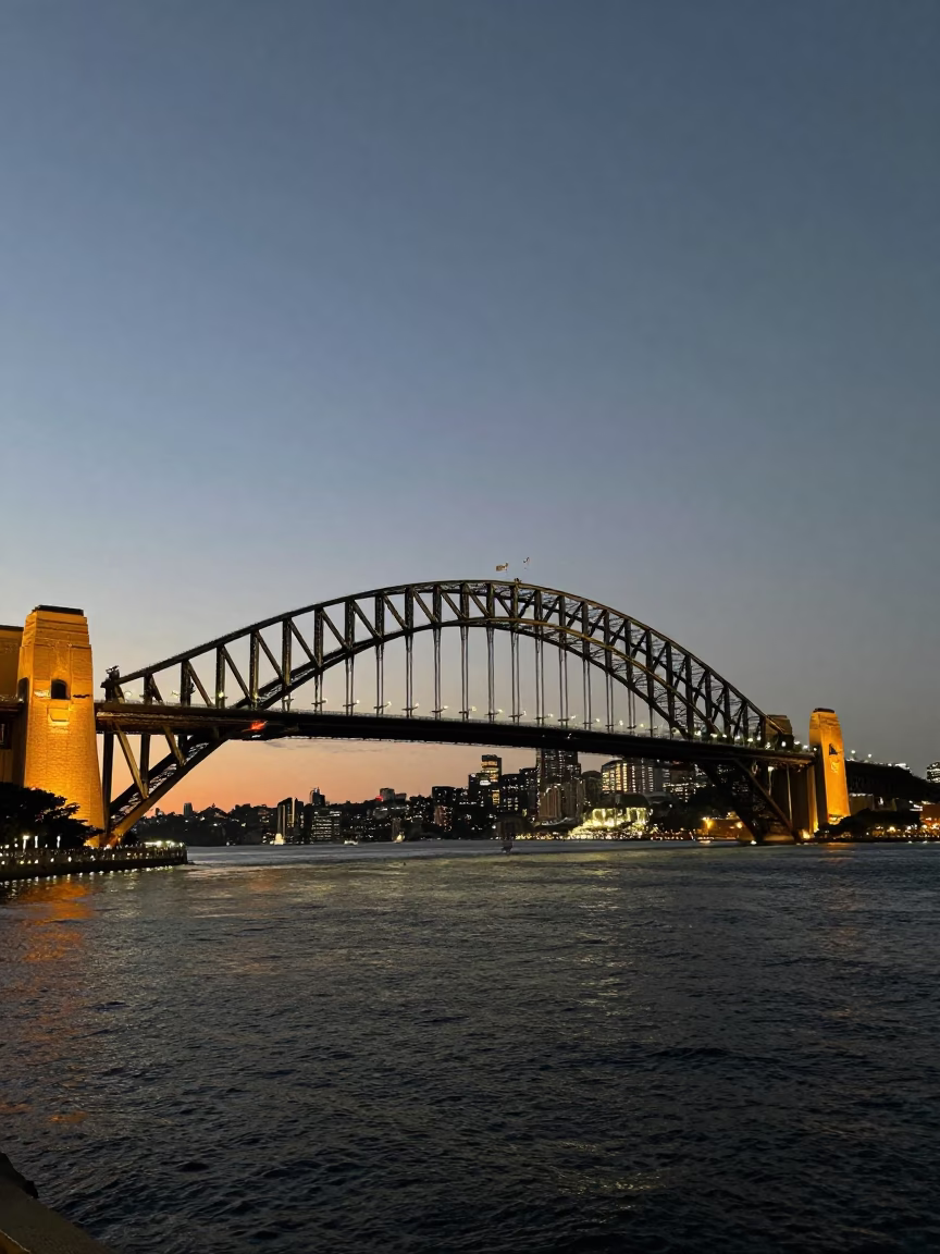 The Early Evening Light on Harbour Bridge in Sydney in in Sydney, New South Wales, Australia