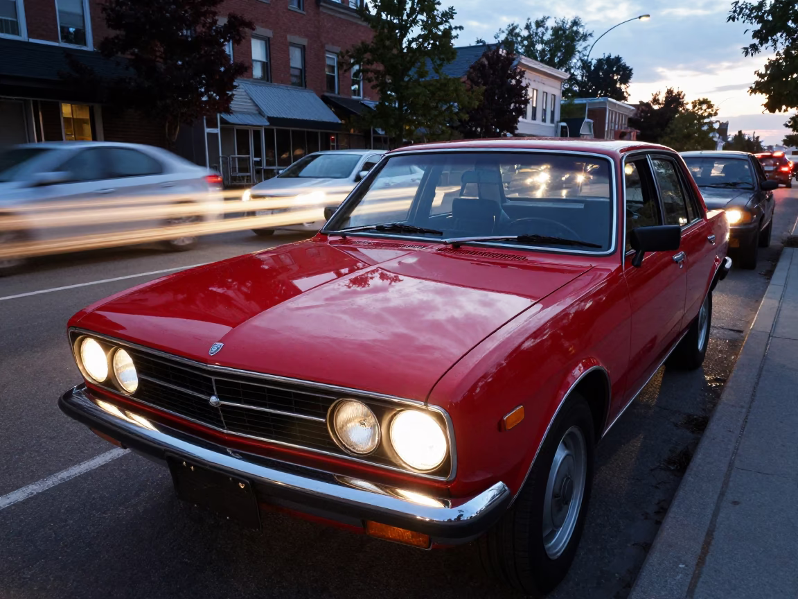 The Early Evening Light on Headlight Streaks in Toronto in in Toronto, Ontario, Canada