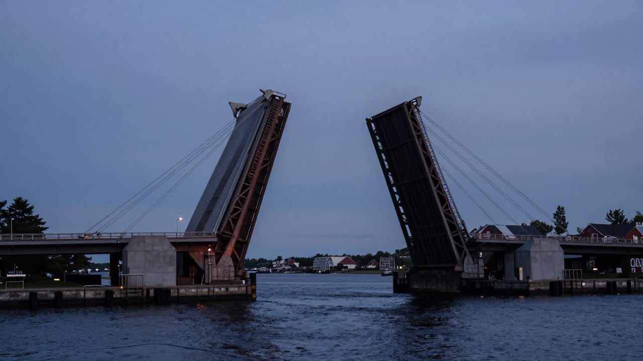 The Early Evening Light on Lifting Drawbridge in Halifax in in Halifax, Nova Scotia, Canada