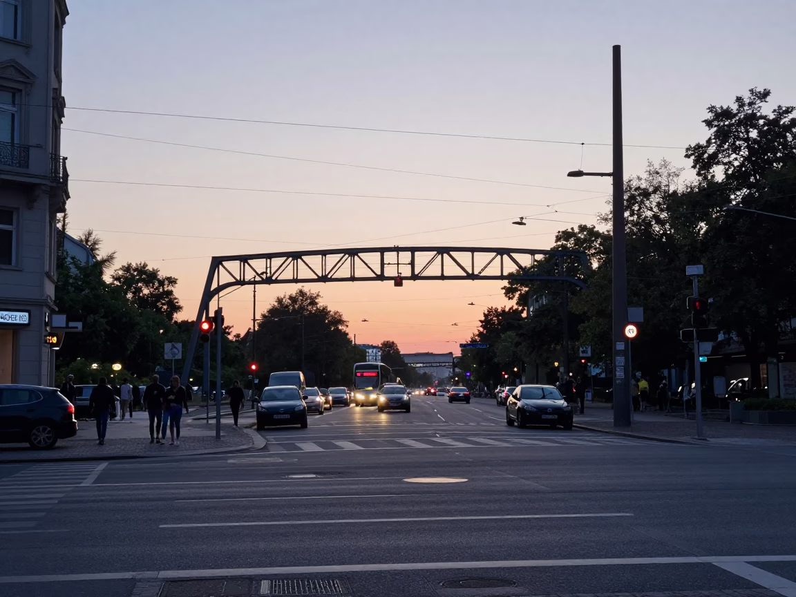 The Early Evening Light on Street Corner in Berlin in in Berlin, Germany