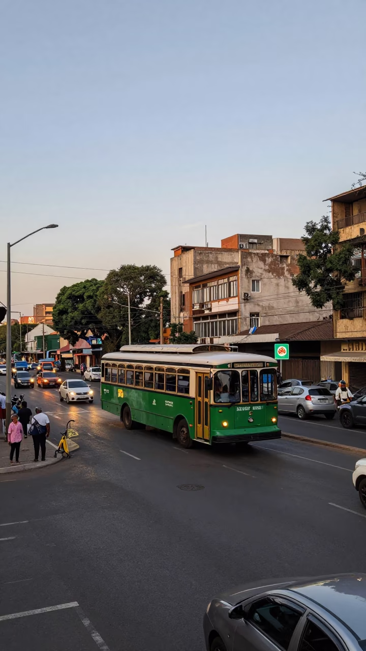 The Early Evening Light on Street Corner in Johannesburg in in Johannesburg, South Africa