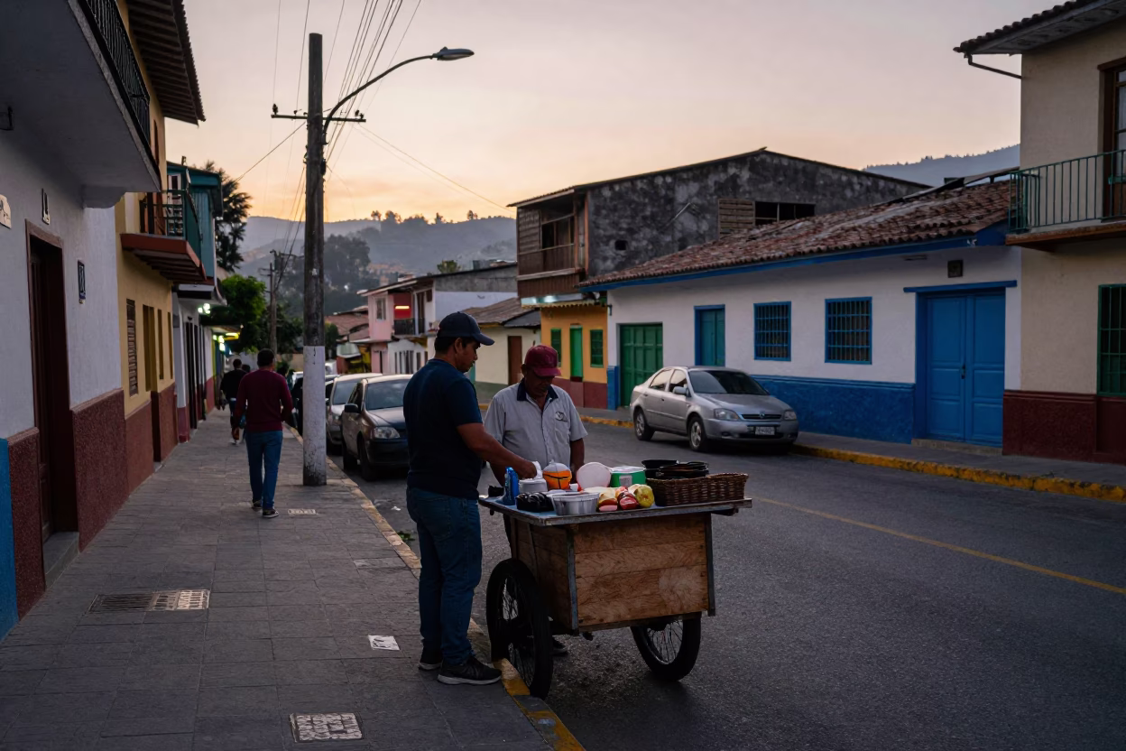 The Early Evening Light on Street Life in Medellin in in Medellin, Colombia