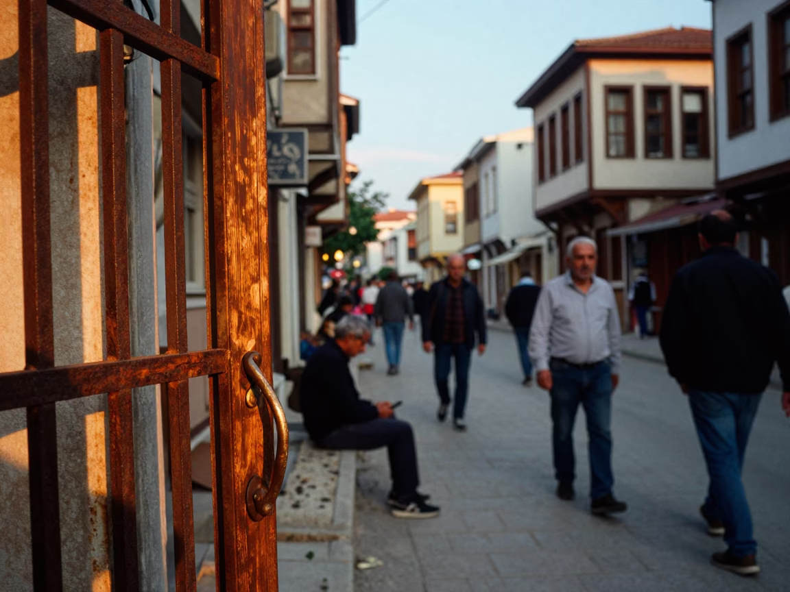 The Early Evening Light on Street Scene in Izmir in in Izmir, Turkey