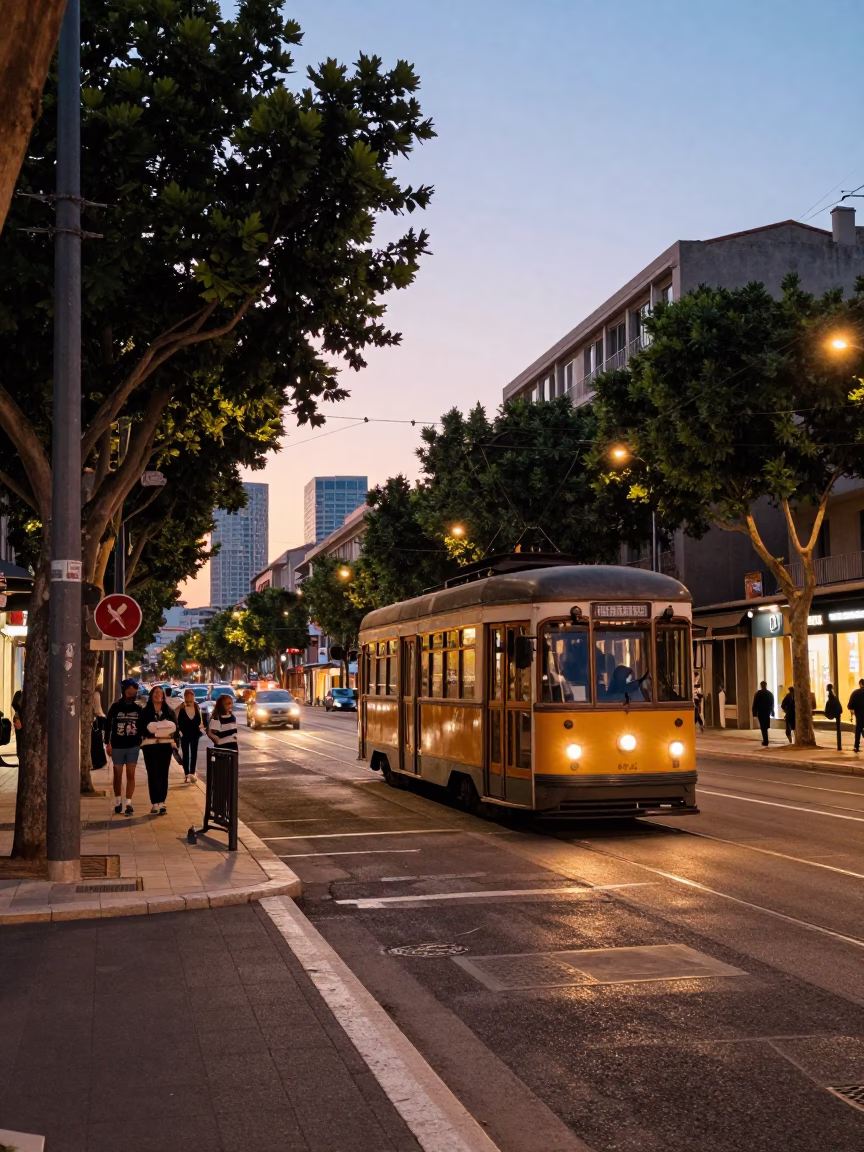 The Early Evening Light on Street Scene in Marseille in in Marseille, France