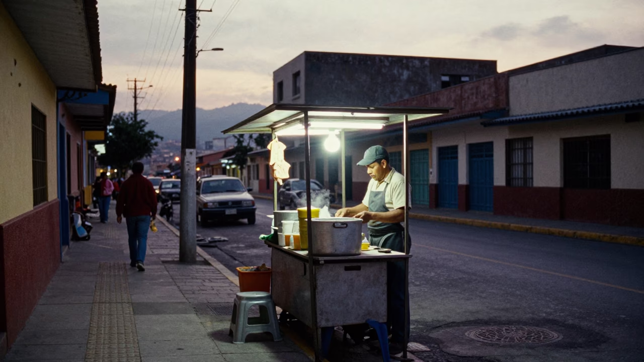 The Early Evening Light on Street Scene in Medellin in in Medellin, Colombia