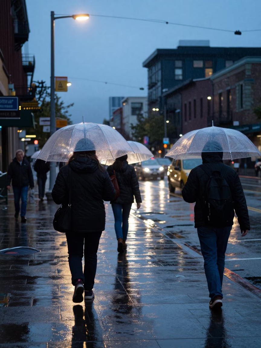 The Early Evening Light on Street Scene in Seattle in in Seattle, Washington, United States