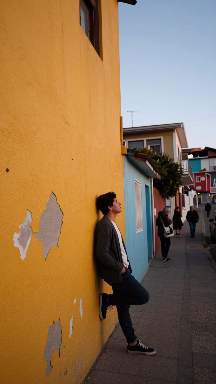 The Early Evening Light on Street Scene in Valparaiso in in Valparaiso, Chile