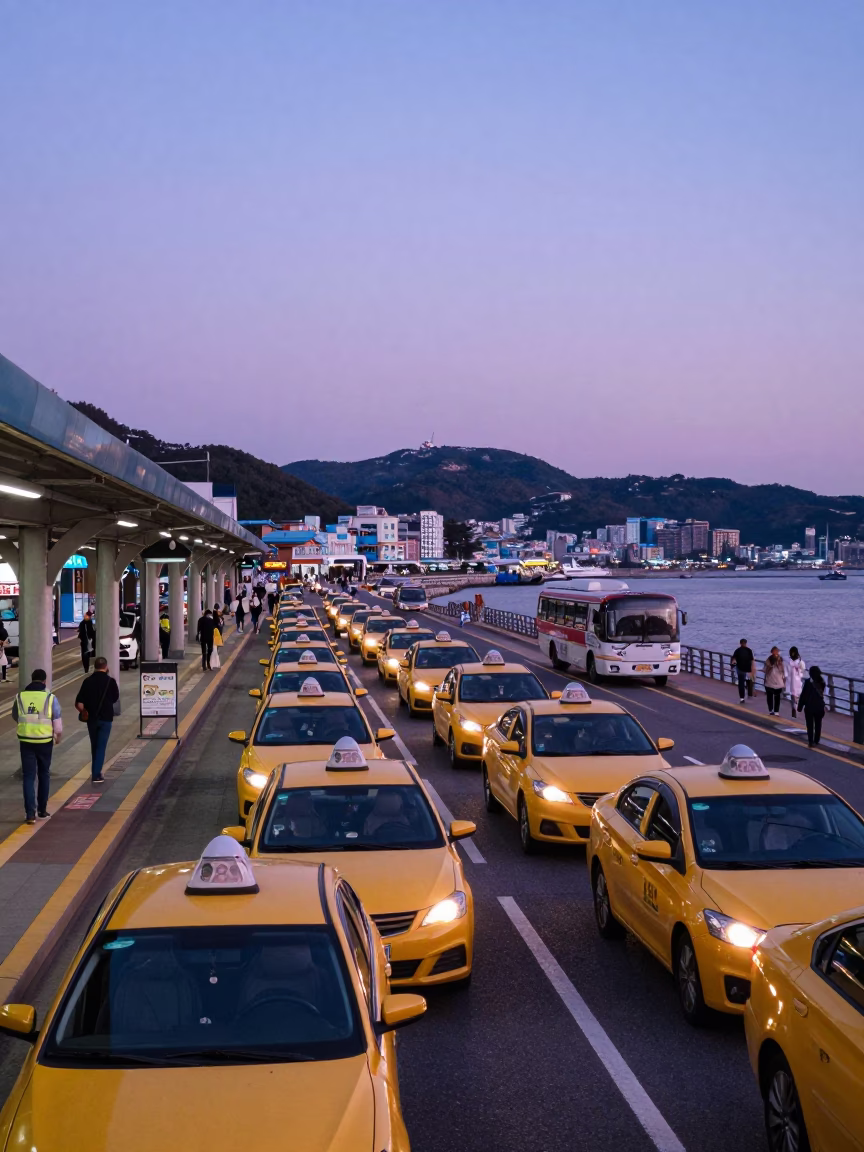 The Early Evening Light on Train Station in Busan in in Busan, South Korea