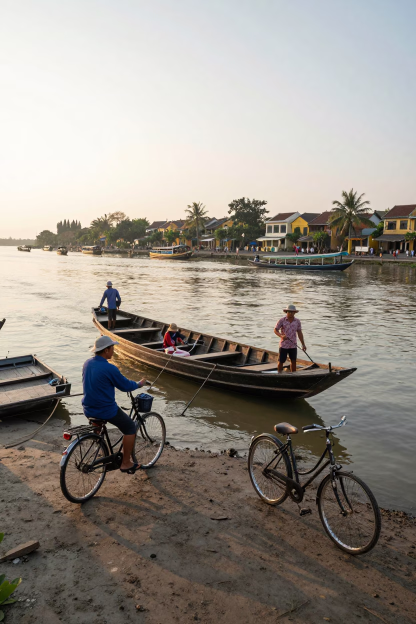 The Early Morning Light on Bicycles Dock in Hoi An in in Hoi An, Vietnam