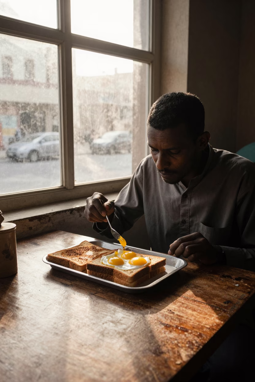 The Early Morning Light on Breakfast Cafe in Alexandria in in Alexandria, Egypt