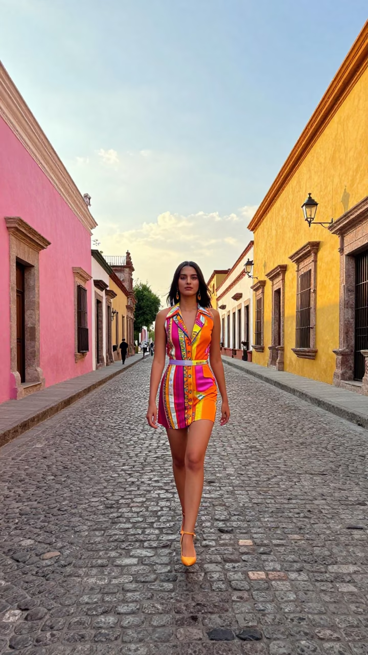 The Early Morning Light on Fashion Model in Merida in in Merida, Mexico