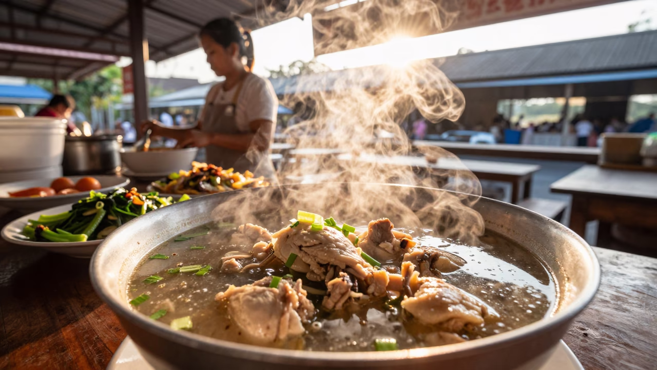 The Early Morning Light on Food Scene in Chiang Mai in in Chiang Mai, Thailand
