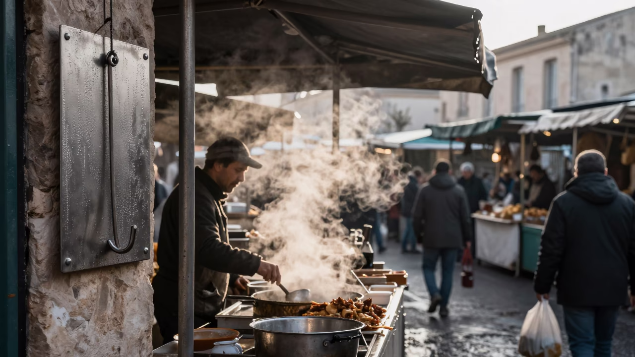 The Early Morning Light on Market Scene in Marseille in in Marseille, France