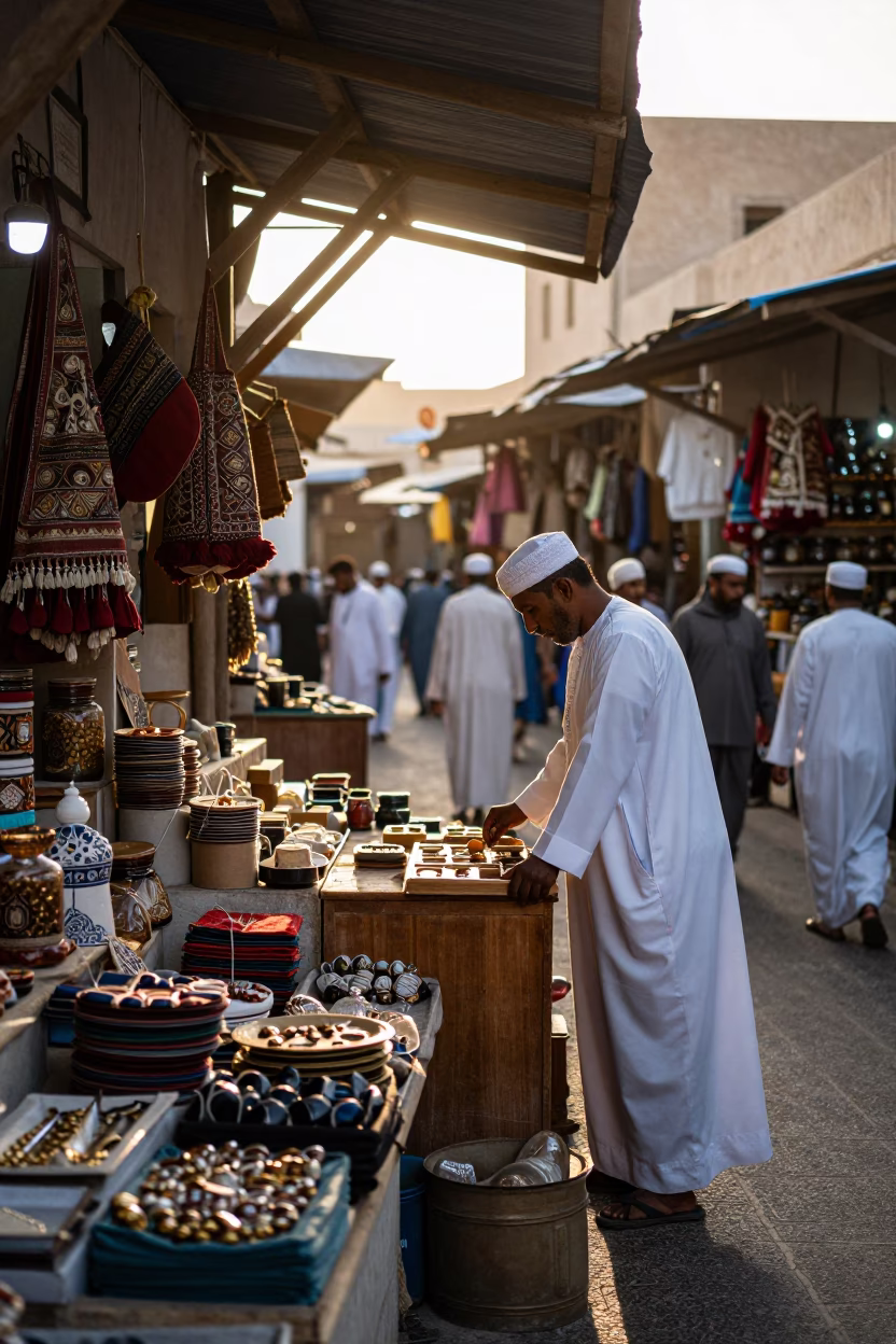 The Early Morning Light on Market Stall in Muscat in in Muscat, Oman