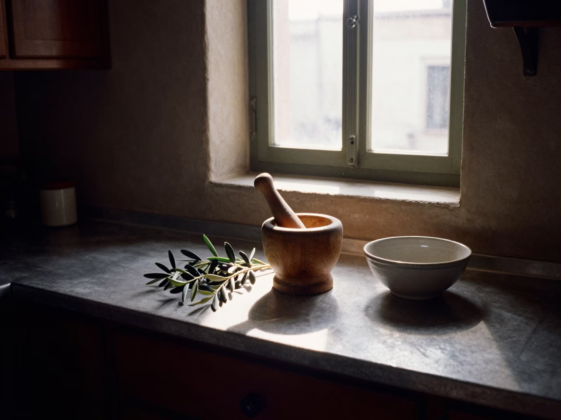 The Early Morning Light on Roman Kitchen in Rome in in Rome, Italy