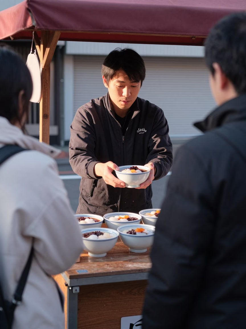 The Early Morning Light on Selling Taho in Tokyo in in Tokyo, Japan