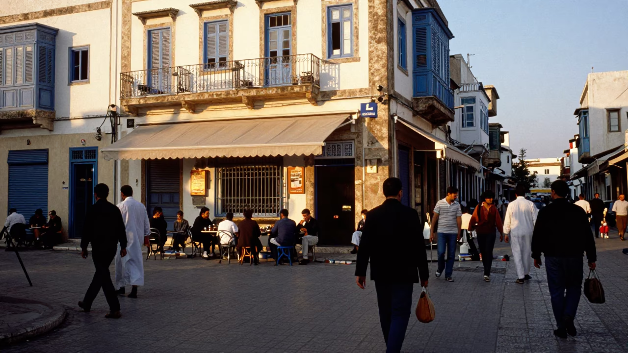 The Early Morning Light on Street Morning in Tunis in in Tunis, Tunisia