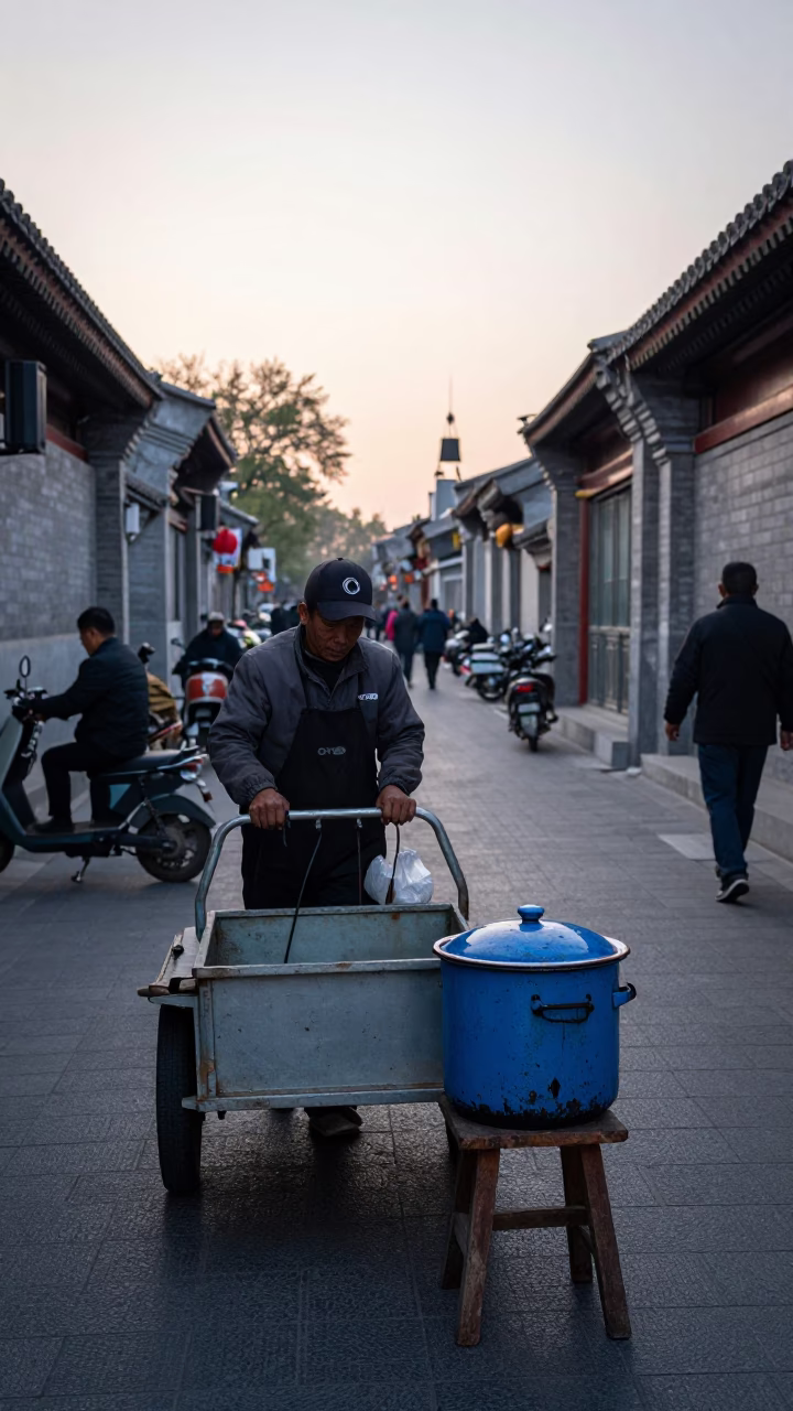 The Early Morning Light on Street Scene in Beijing in in Beijing, China