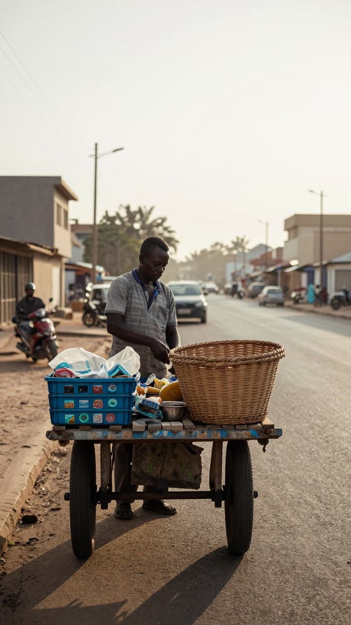 The Early Morning Light on Street Scene in Dakar in in Dakar, Senegal