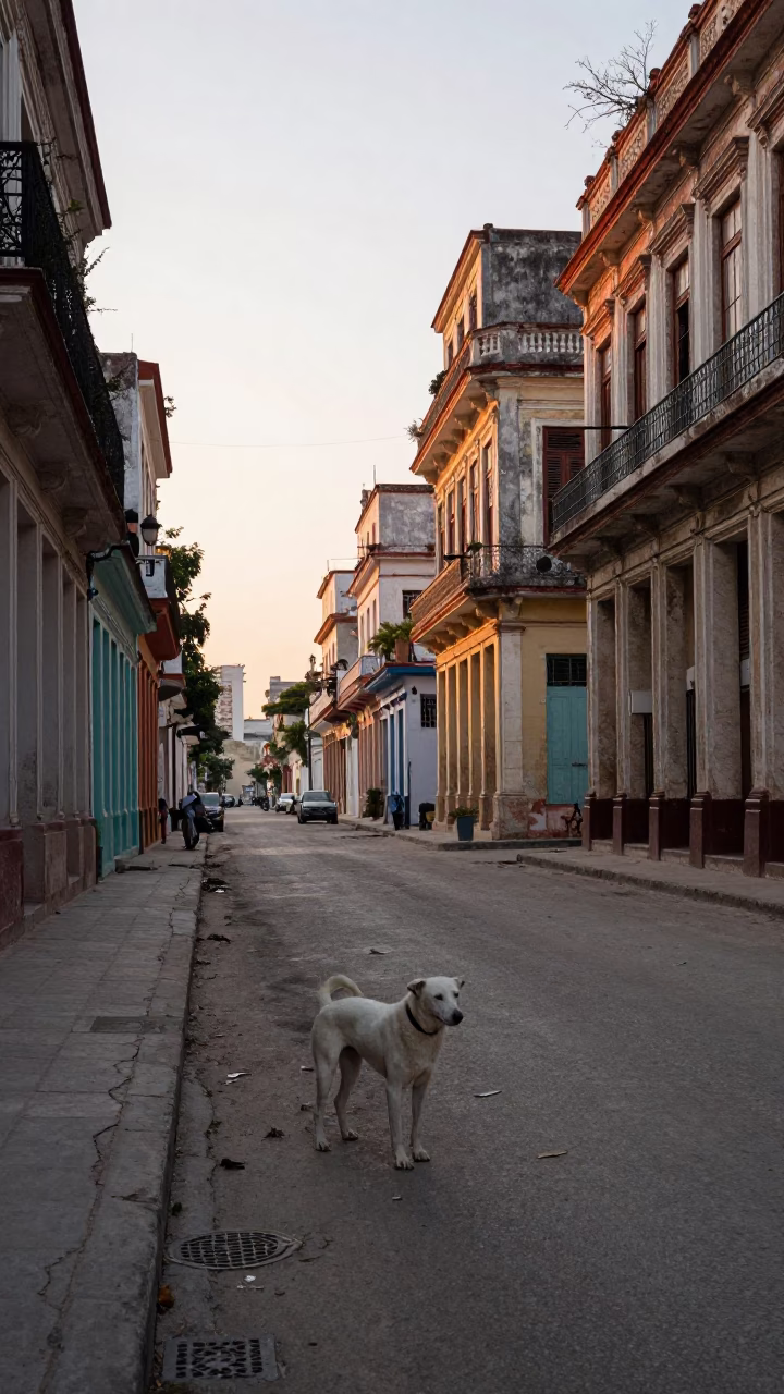The Early Morning Light on Street Scene in Havana in in Havana, Cuba