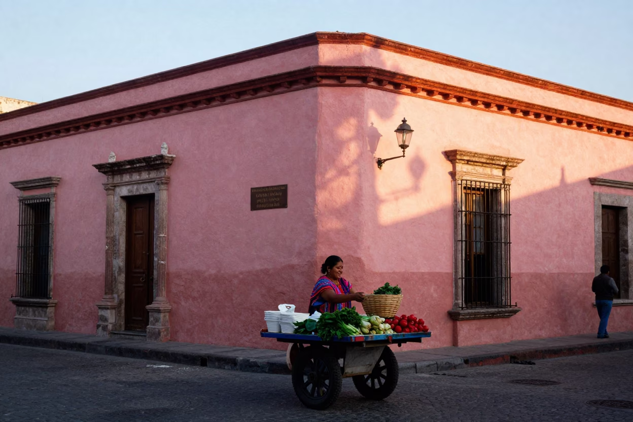 The Early Morning Light on Street Scene in Merida in in Merida, Mexico