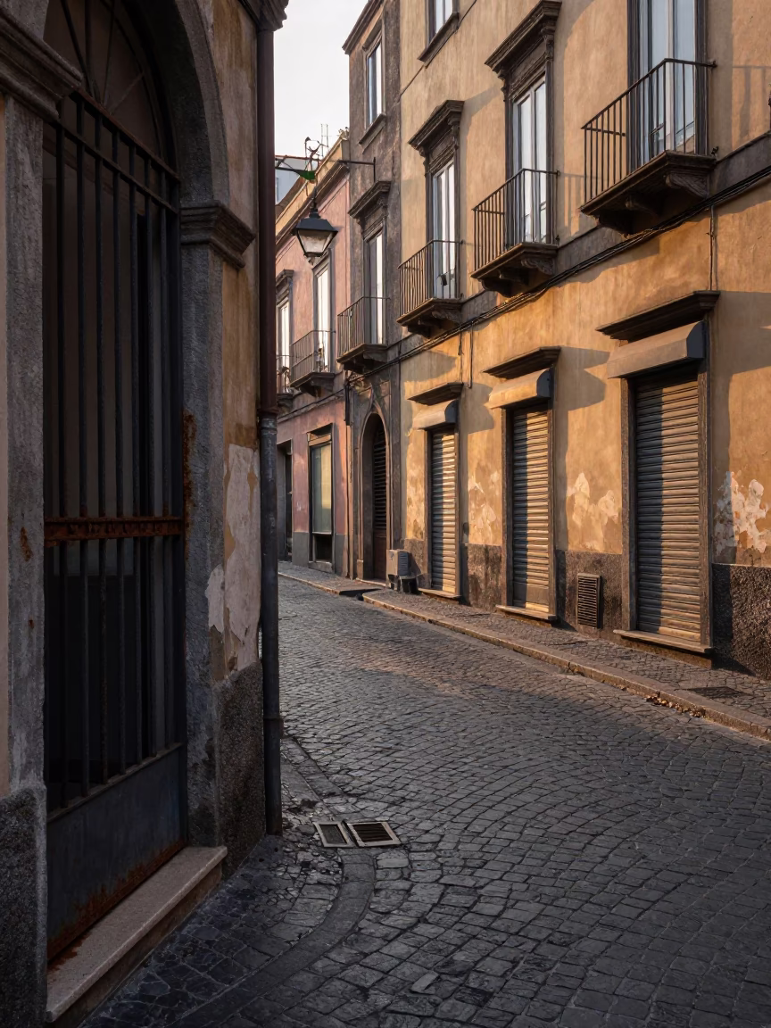 The Early Morning Light on Street Scene in Naples in in Naples, Italy