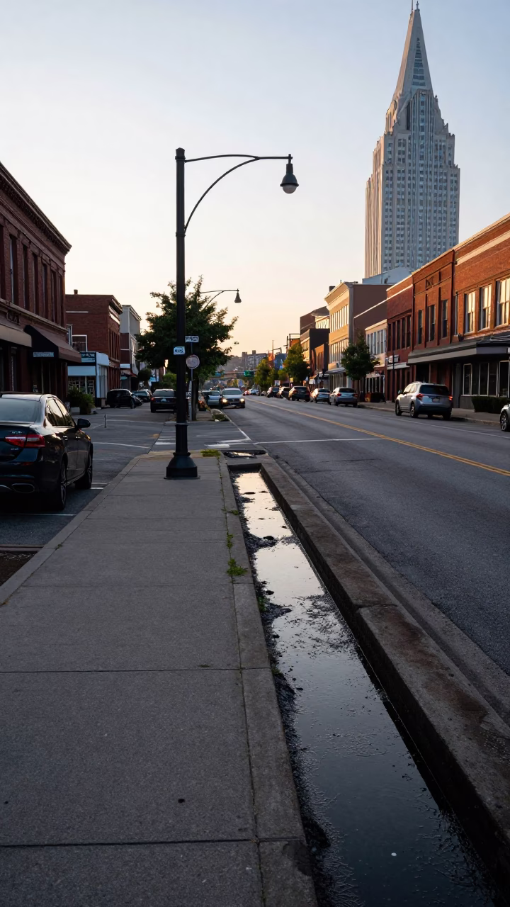 The Early Morning Light on Street Scene in Nashville in in Nashville, Tennessee, United States