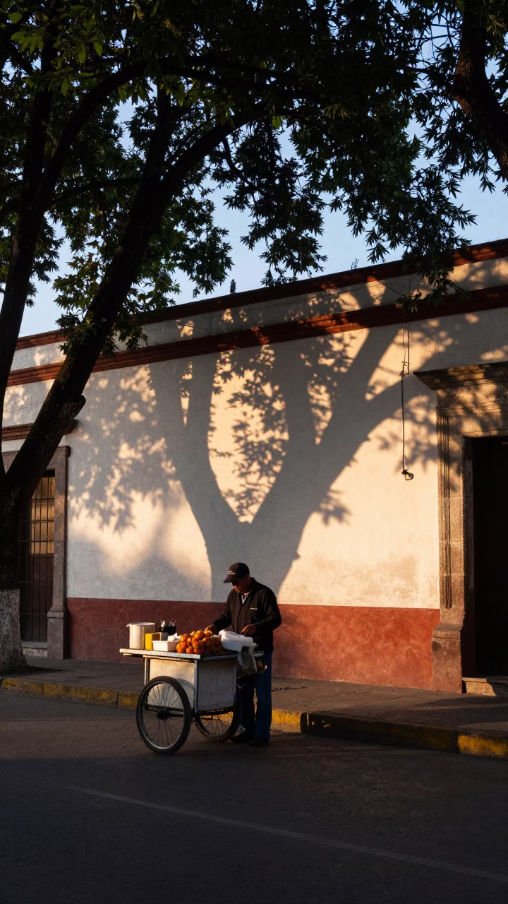 The Early Morning Light on Street Scene in Oaxaca in in Oaxaca, Mexico