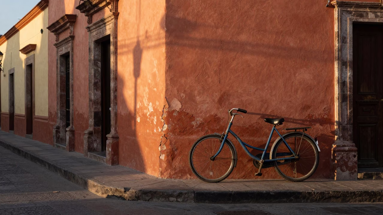 The Early Morning Light on Street Scene in Oaxaca in in Oaxaca, Mexico