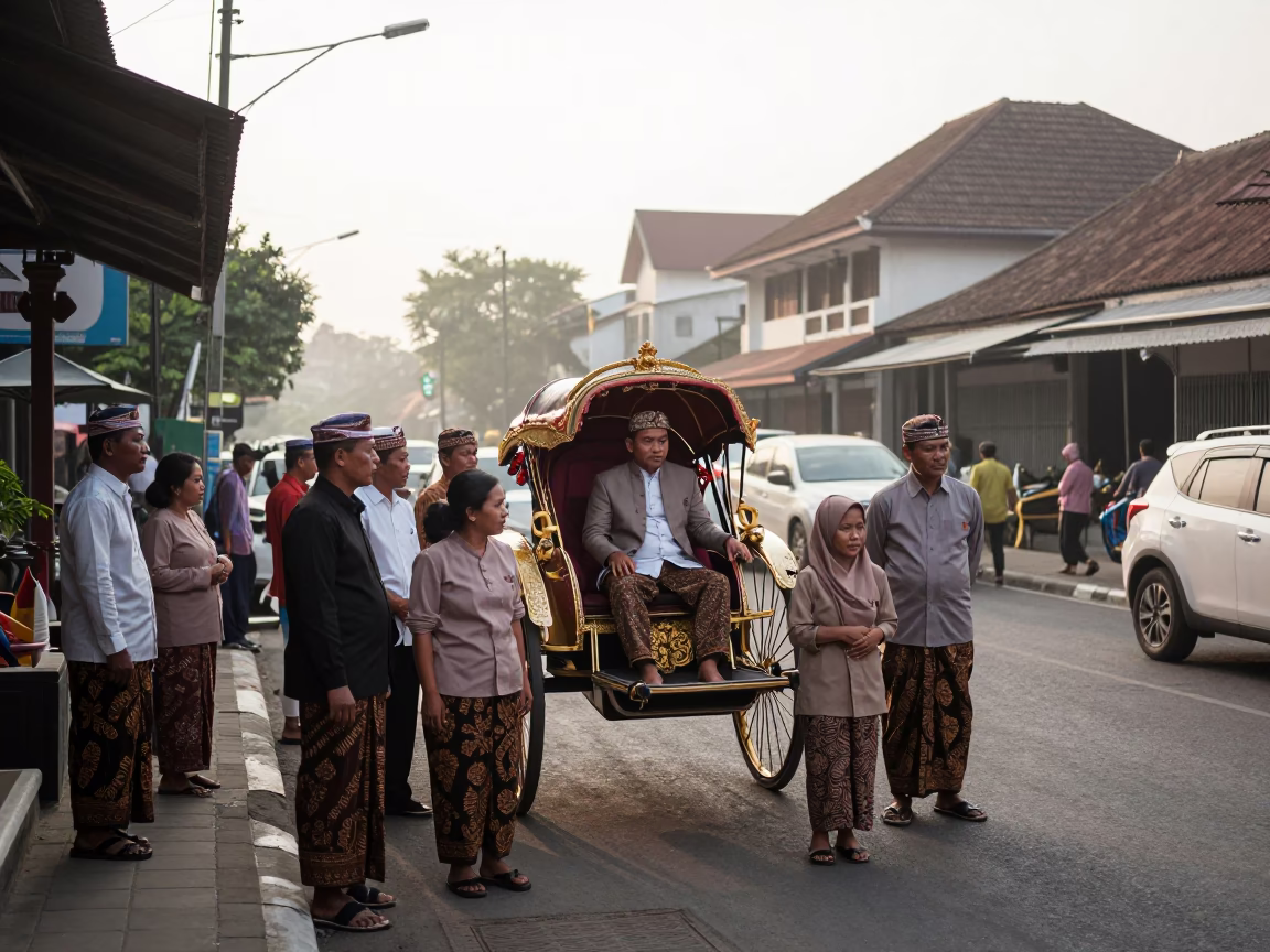 The Early Morning Light on Street Scene in Yogyakarta in in Yogyakarta, Indonesia