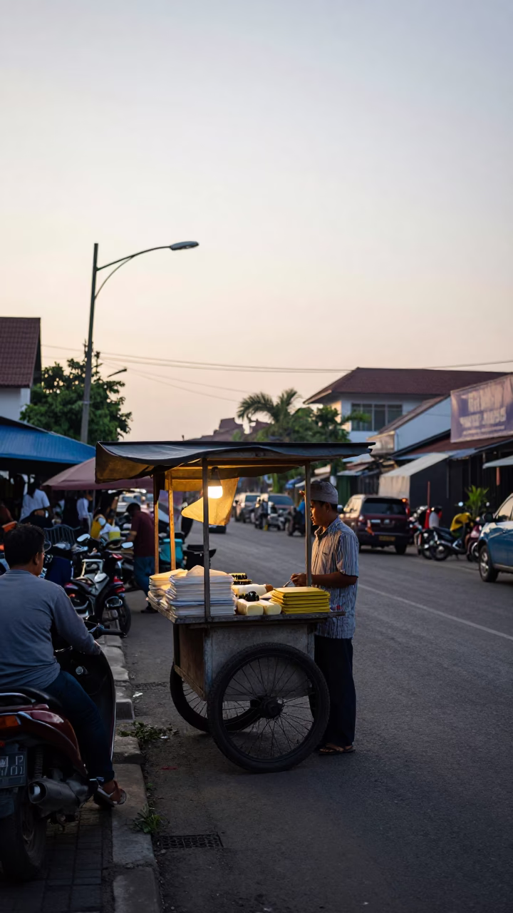 The Early Morning Light on Street Scene in Yogyakarta in in Yogyakarta, Indonesia