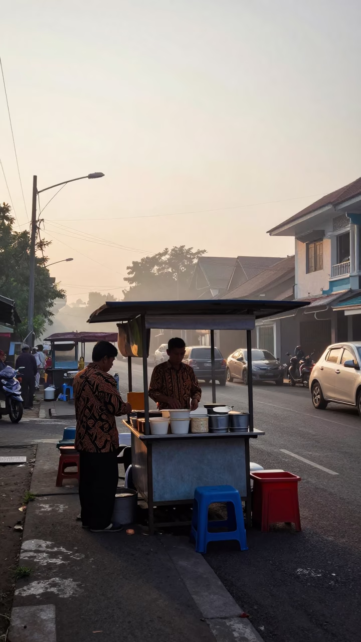The Early Morning Light on Street Scene in Yogyakarta in in Yogyakarta, Indonesia