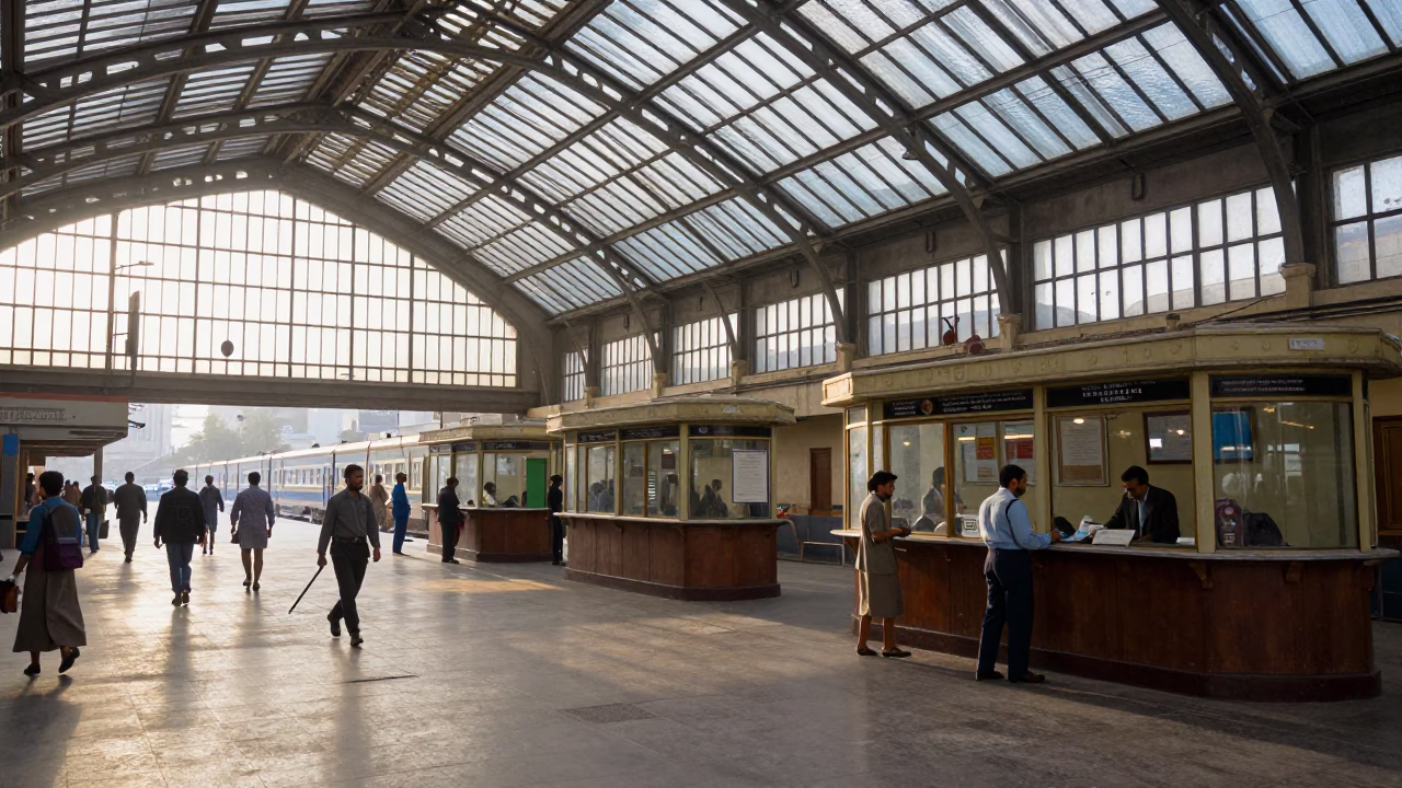 The Early Morning Light on Train Station in Alexandria in in Alexandria, Egypt