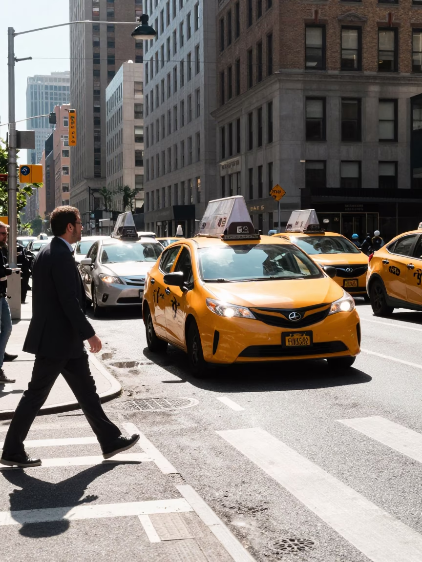 The Flat Glare Of Noon Light on Cab Stopped in New York in in New York, New York, United States