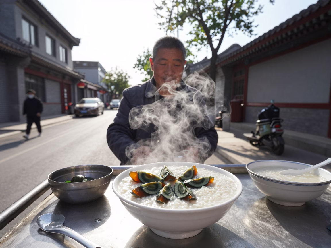 The Flat Glare Of Noon Light on Century Egg in Beijing in in Beijing, China