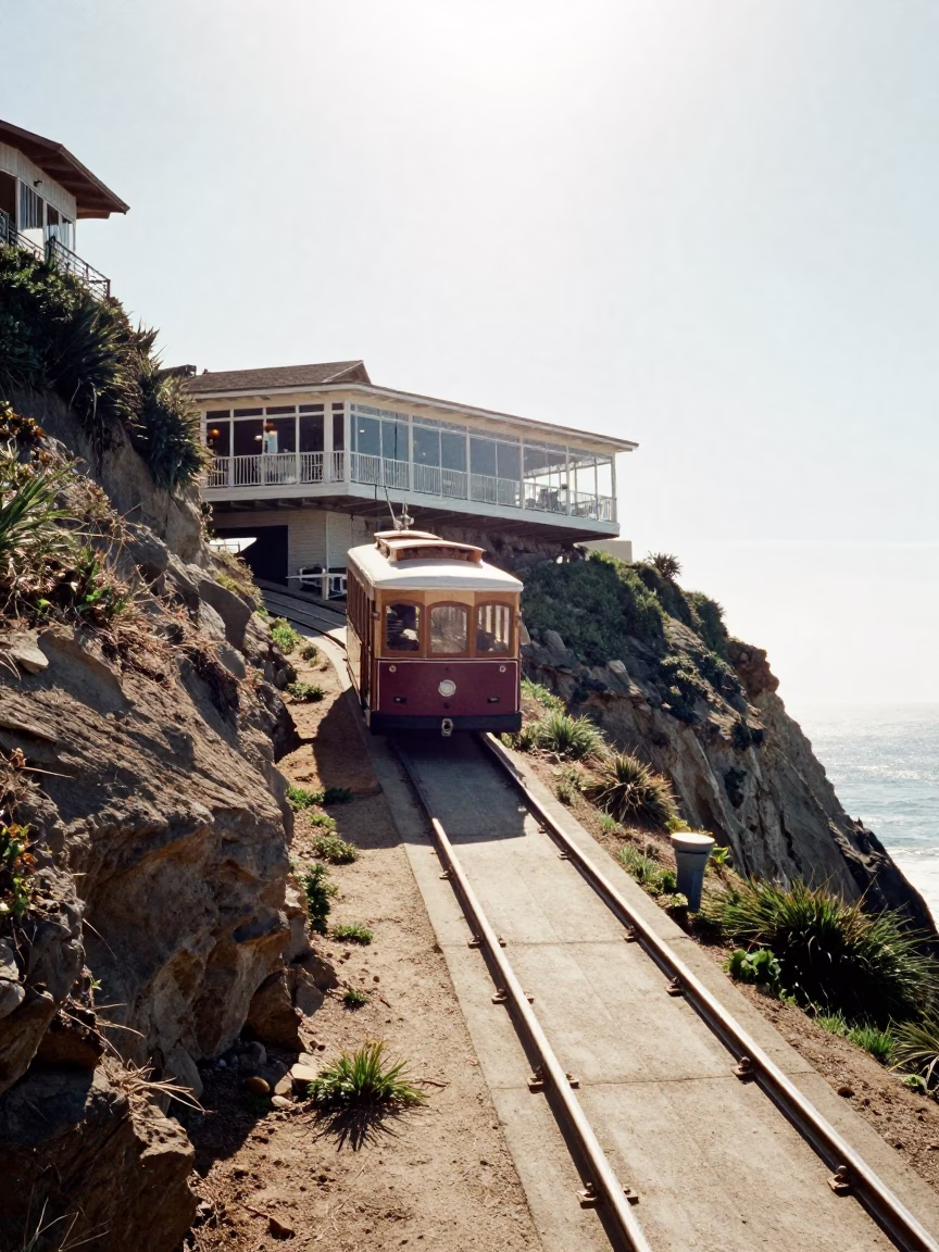 The Flat Glare Of Noon Light on Cliffside Restaurant in San Diego in in San Diego, California, United States