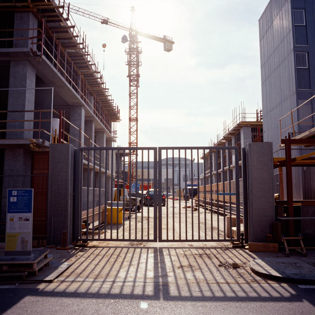 The Flat Glare Of Noon Light on Construction Site in Brussels in in Brussels, Belgium